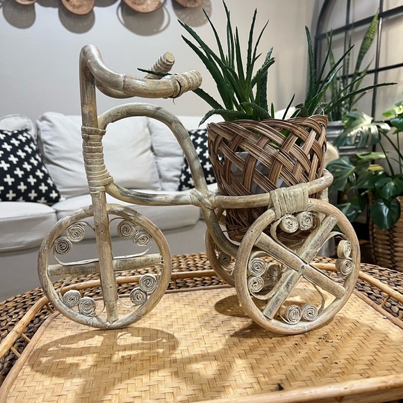 Boho Rattan Tricycle Planter - Picture 14 of 14